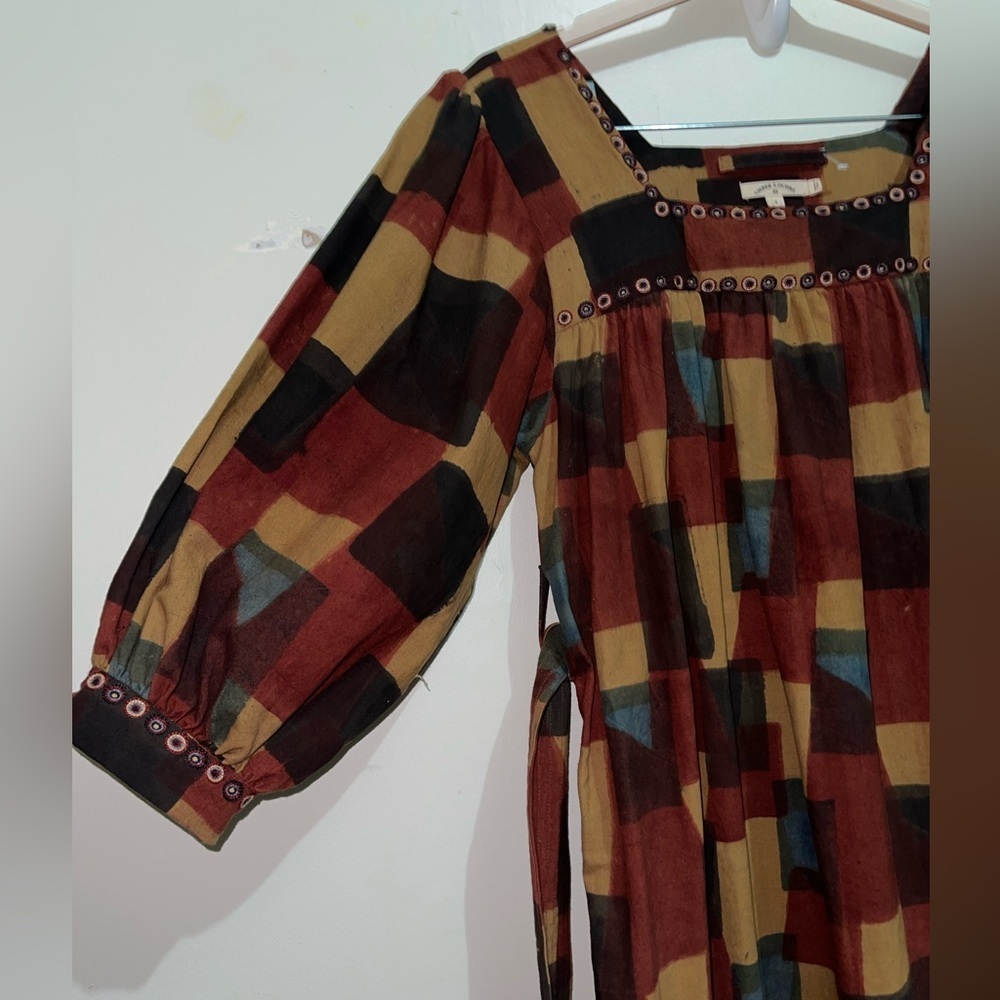 Umber & Ochre Devi Peasant Dress in Blocks NWOT - Picture 10 of 14